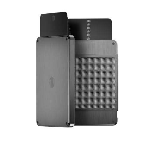 Card Wallet For Men - Beautiful Wallet, Slim RFID Blocking Wallet, Metal Card Holder with Leather Slots & Money Clip (Titanium Sunset)