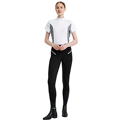 Hr Farm Women's Quick Dry Short Sleeve Rider Sport Sun Shirt (White/Gray, X-Small) #TOP5