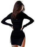 Pdxnyxx Sexy Black Dress for Women Long Sleeve Bodycon Dress Black Bodycon Dress Sexy Black Dress Long Sleeve Dress (Black,S,Small)