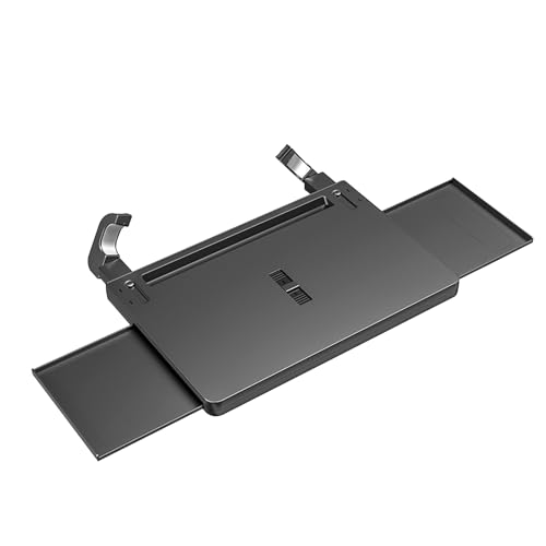 TECKZOON Mesa para volante 3 en 1 con clip, bandejas retráctiles izquierda y derecha y ranura antirrayas para volante, bandeja multifuncional para comida, ideal para viajes y largas distancias.
