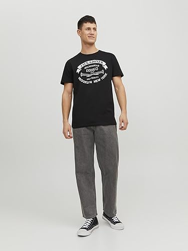 JACK & JONES T-Shirt Logo Crew Neck T-Shirt, Schwarz (Black), X-Small (Packung mit 2) 4