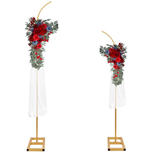 HeyMate Metal Arch Backdrop Stand, Gold Curved Top Wedding Arch Set of 2 (7.5FT/6.2FT) Wedding Arches Frames for Ceremony, Baby Shower,Birthday Party, Anniversary Graduation Decorations