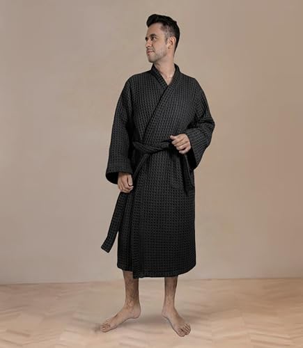 Image of Luxury Organic Japanese Cotton Hotel & Spa Waffle Bathrobe for Men and Women (Hooded /Kimono)