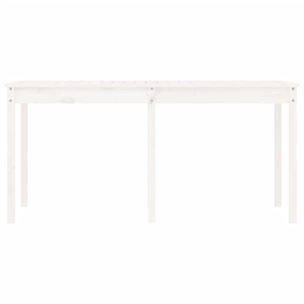 Stół ogrodowy, biały, 159,5 x 82,5 x 76 cm, lite drewno sosnowe, klasyczny stół drewniany do ogrodu, na taras, balkon, stabilna rama i wytrzymały blat stołu do użytku na zewnątrz