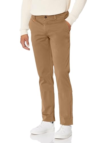 BOSS Mens Slim Fit Cotton Blend Trousers Casual Pants, Teak Wood Brown, 40X34 US