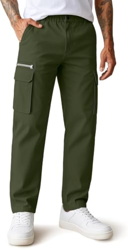 Image of CB-COLEBROOK Men Mid Rise Cargo || Cargo Pants Cotton || Relaxed Fit Elastic Waist || Loose Fit || Casual Pants || Cargos Pant with 7 Pockets (Cargo-48-54)