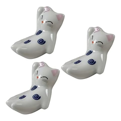 Homoyoyo Cartoon- Stäbchenhalter 3Pcs Keramik Katzen- Cartoon- Stäbchen- Stäbchen- Stäbchenhalter Cover