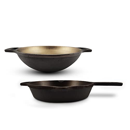 The Indus Valley Super Smooth Cast Iron Cookware Set | Fry Pan (24.8 Cm) + Kadai (26.1 Cm) | Pack Of 2 | Nonstick Pre-Seasoned Cookware, 100% Pure & Toxin-Free, No Chemical Coating, Black