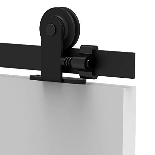 Kits de portes coulissantes 6.6FT / 200cm, kit de rail noir pour porte de grange moderne, porte en bois unique, forme en T Cover
