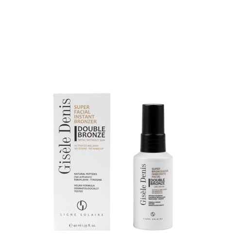 GISÈLE DENIS - Super Bronceador Facial Inmediato Double Bronze 40 ml, Bronceador en Crema, Acelerador del Bronceado para Rostro, Bronceador Solar, Agradable Fragancia Natural, Fórmula Vegana