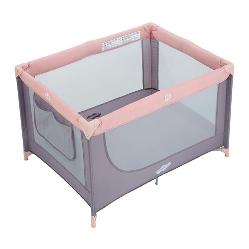 Image of Pamo Babe Compact Pack and Play - Portable Crib for Baby, Lightweight Foldable Travel Playard with Mattress Pad & Carry Bag, Safe Breathable Travel Bed for Home, Trips & Family Visits, Pink