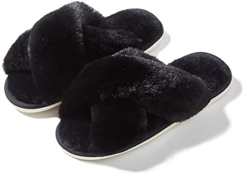 Damen Hausschuhe Plüsch Pantoffeln Warme Rutschfester Flache Super Weich Bequeme Flauschige Hausschuhe für Indoor & Outdoor Herbst Winter