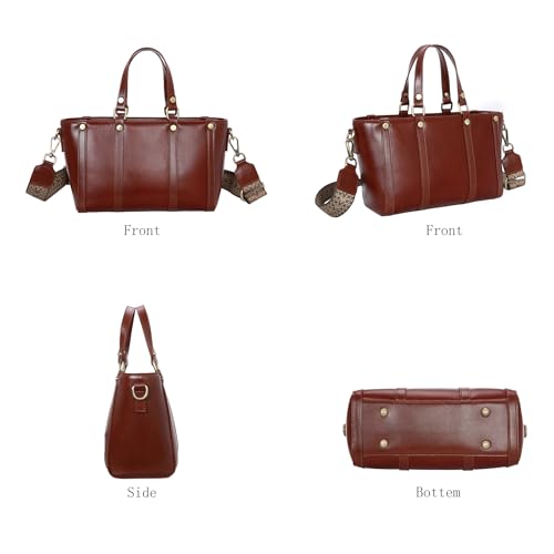 HESHE Genuine Leather Handbags for Women Satchel Bag Tote Purse Designer Crossbody Bags with Two Adjustable Straps4