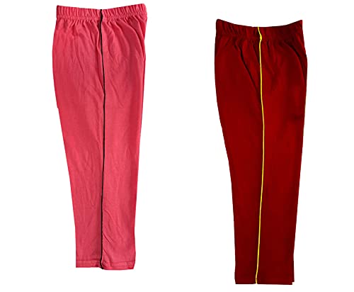 Image of indi weaves Girls Cotton Solid Capri 3 /4th Leggings (Pack of 2)