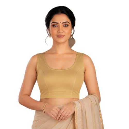 Image of Abhi Readymade Saree Blouse for Women- Sleeveless, Round Neck, Regular-fit, Stretchable, Pull-on Style Blouse