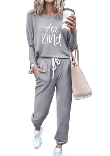 Image of PRETTYGARDEN Travel Outfit Women 2 Piece Lounge Sets | Long Sleeve Shirts, Jogger Pants Pockets, Matching Track Suits, Fall Spring Comfy Clothes for Casual Outing, Cruise, Airport