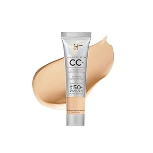 IT Cosmetics Your Skin But Better CC+ Cream Travel Size – Color Correcting Cream, Full-Coverage Foundation, Hydrating Serum & SPF 50+ Sunscreen – Natural Finish – 0.4 fl oz