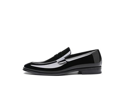 Image of DECARSDZ Mens Slip-On Penny Loafer Casual Dress Shoes Black Wedding Formal Work Pointed Toe Men Tuxedo Shoes