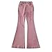Girl's Fashion Flare Jeans Kids Elastic High Waist Stretchy Denim Pants with Pockets Outdoor Athletic Running Trousers 5-15Y
