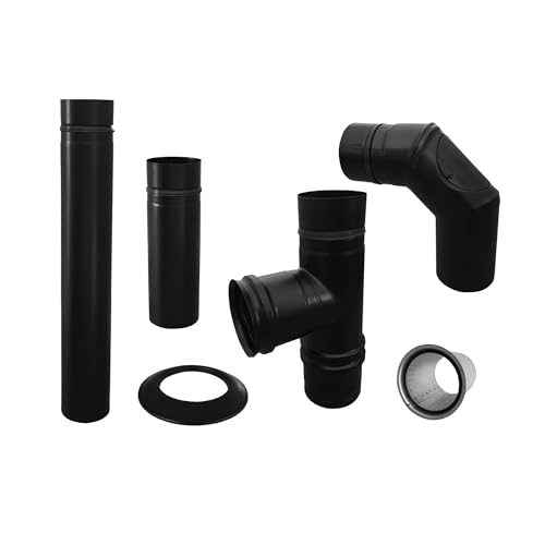 FIREFIX RES80/SET Pelletofenrohr 80 mm Edelstahl schwarz Set (6-teilig)