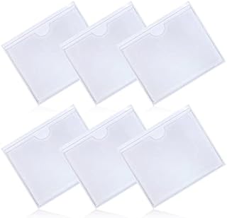 Vicloon Self Adhesive Pocket, 6pcs Adhesive Plastic Card Sleeves, Self-Adhesive Business Card Pockets Open Side Business Card Pocket for Organizing and Protecting Your Index Cards