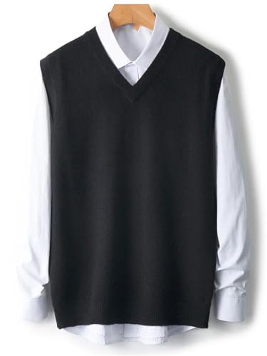 Men Sweater Solid Color Knitted Waistcoat Spring Autumn Merino Wool Sleeveless Vest3