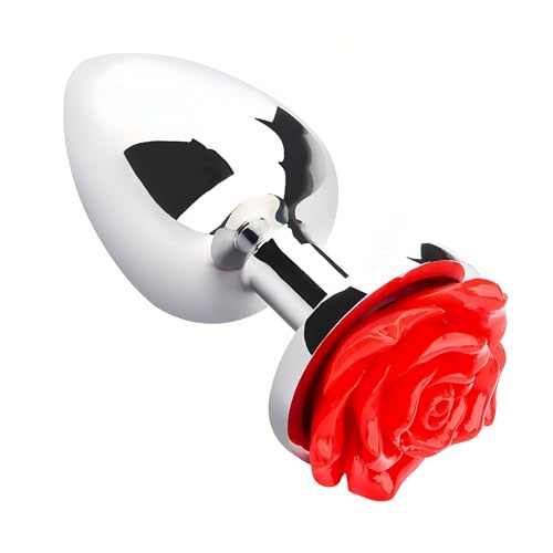 Image of Luxury Metal Anal Plug - Elegant Waterdrop Shape with Intricate Rose Petal Base. Body Safe, Durable & Hygienic Design Sex Toy for Intimate Exploration