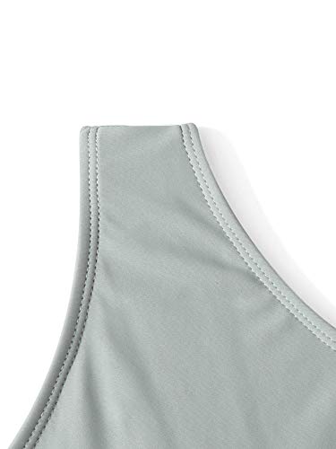 Sweatyrocks Women's Bathing Suits One Shoulder Cutout One Piece Swimsuit Swimwear Monokini White Army Green Small #TOP3