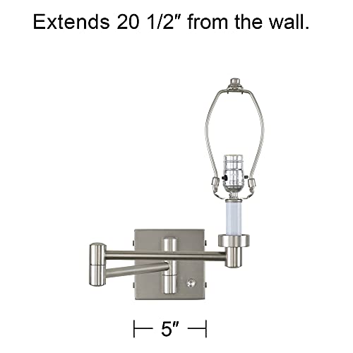Image of Possini Euro Design Modern Indoor Swing Arm Wall Mounted Lamp Base Brushed Nickel Silver Metal Plug-in Light Fixture Dimmable for Bedroom Bedside House Reading Living Room Home Hallway Dining