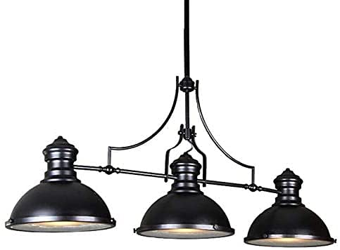 Plafonnier suspendu vintage HLTYGWX noir à 3 lumières réglables