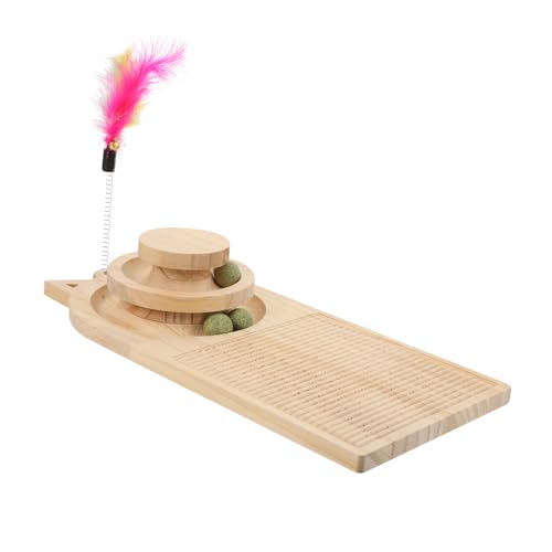 BELLIFFY 室内猫用インタラクティブ猫おもちゃ 2段式猫用スクラッチボード 運動と遊びのためのトラック付き ランダムカラー