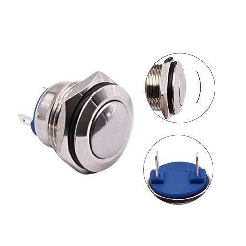 Interrupteur bouton-poussoir métal 16mm ON OFF réinitialisation automatique SPST 3A 25VAC