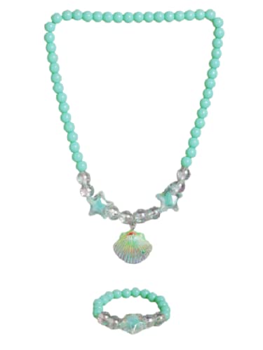 1 Pair Girls Kids Colorful Jewelry Sets | Colorful Princess Star/Mermaid Beaded Necklace & Bracelet Sets, Princess Necklace Bracelet Set for Girls