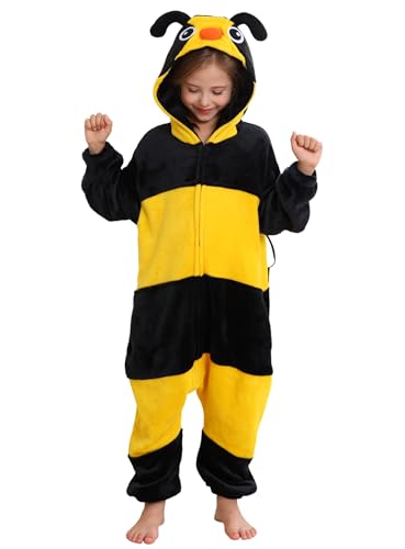 SimZoo Kids Animal Pajamas Boy Girls Bee Cosplay Costume Sleepwear One-Piece Unisex Homewear 12-13Y