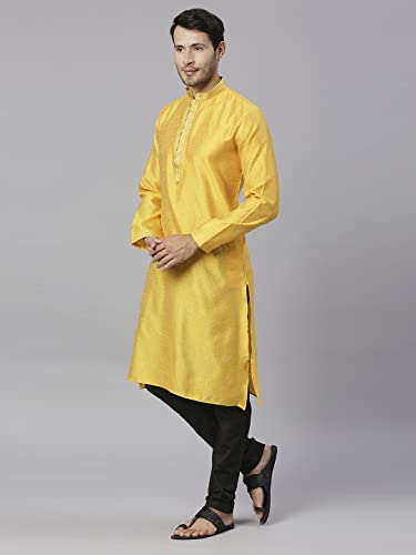 Image of Rajubhai Hargovindas Men's Jacquard Work Kurta Set