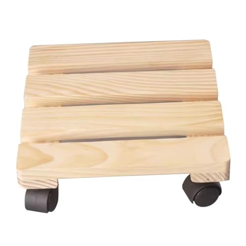 Carrello portavasi con ruote per piante, carrello portafiori in legno massello, supporto per piante da giardino, vassoio per piante da interno ed esterno, carrello portavasi per piante, carrello per