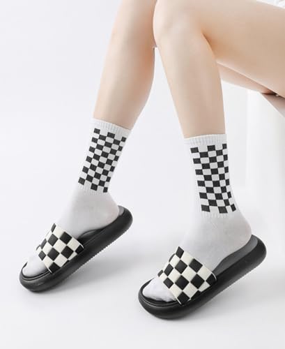 Women's Men's Checkerboard Slippers Shower Sandals Quick Drying Thick Sole Non-Slip Lightweight Household Bathroom Checkered Slippers Garden Bedroom Checkerboard Slides Sandals2