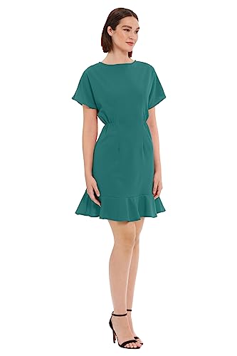 Donna Morgan Women's Cinched Waist Kimono Sleeve Ruffle Flounce Hem Workwear Office Event Guest of2