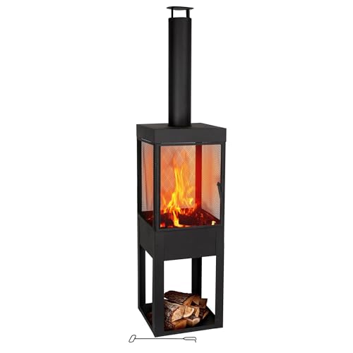 BBQ Collection Brasero Exterieur avec Cheminée - Cheminée de Jardin 194 x 44 x 47 cm - Cheminée...