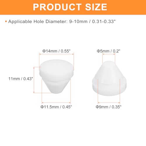 Image of uxcell 16 Pcs Silicone Plugs, Rubber Round Snap in Locking Hole Plugs for 9-10mm Hole, Hole Stoppers Waterproof Hole Plug for Metal Tube, Furniture End Caps Inserts, White