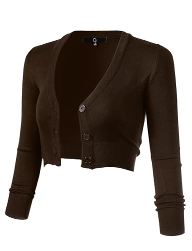 Image of Allsense Women's Cropped Bolero Shrug Cardigan | 3 /4 Sleeve, Button Down, Lightweight Knit Sweater