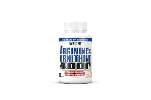 Weider - Arginine + Ornithine 4000 - Synergetischer Aminosäuren Komplex für maximale Leistung - Mit L-Ornithin und L-Arginin - Pre-Workout Trainingsbooster -180 Kapseln