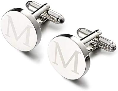 Yellow Chimes Exclusive Collection Stainless Steel Alphabet Letters Statement Silver Cufflinks for Men