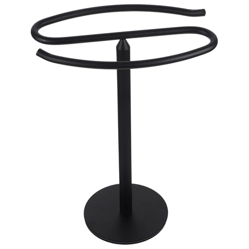 Porte-serviettes base stable en acier noir sans perçage - 2