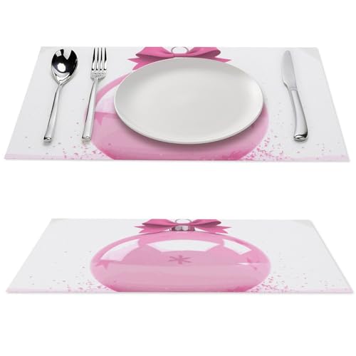 Set de table Noël rose en vinyle tissé durable de qualité premium