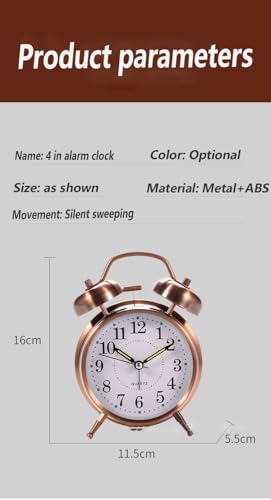 Reloj analógico vintage de 10,16 cm con esfera retroiluminada de metal 3