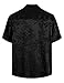 VATPAVE Mens Summer Jacquard Regular Fit Shirts Casual Button Down Short Sleeve Beach Tops with Pocket X-Large Black Flower