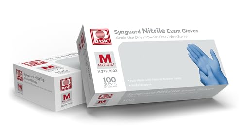 Basic Medical Blue Nitrile Exam Gloves - Latex-Free & Powder-Free - NGPF 7002 (Case of 1,000), Medium