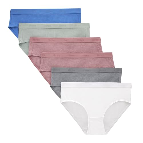 Hanes girls Originals Supersoft Bikini Underwear, Modal Rib Panties for Girls, 6-pack