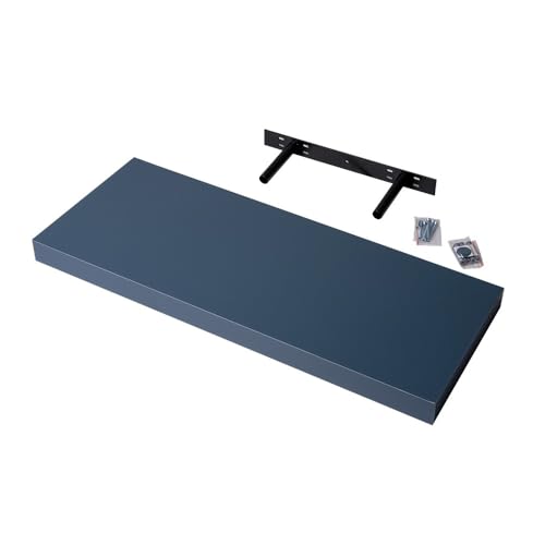 Velano - Bücherregal Wand - Wandregal 60x23,5 cm - Schweberegal, Hängeregal, Regalbrett in Blau - Küchenregal, Bücherregal für Kinder - Deko Wohnzimmer